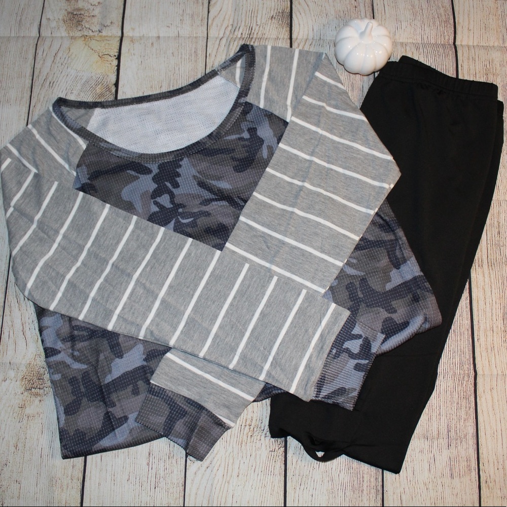 Camo/Stripe long sleeve top